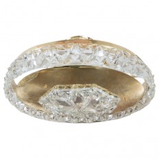Brass pendant fixture with faceted crystal surround